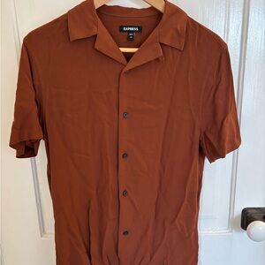 Express Brown Button-Up Shirt